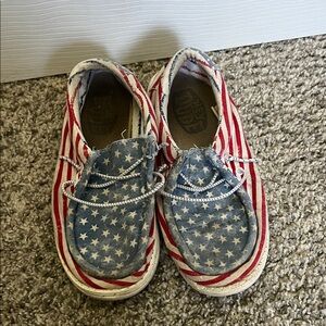 Hey Dude Kids Moccasins Red White Blue Stars